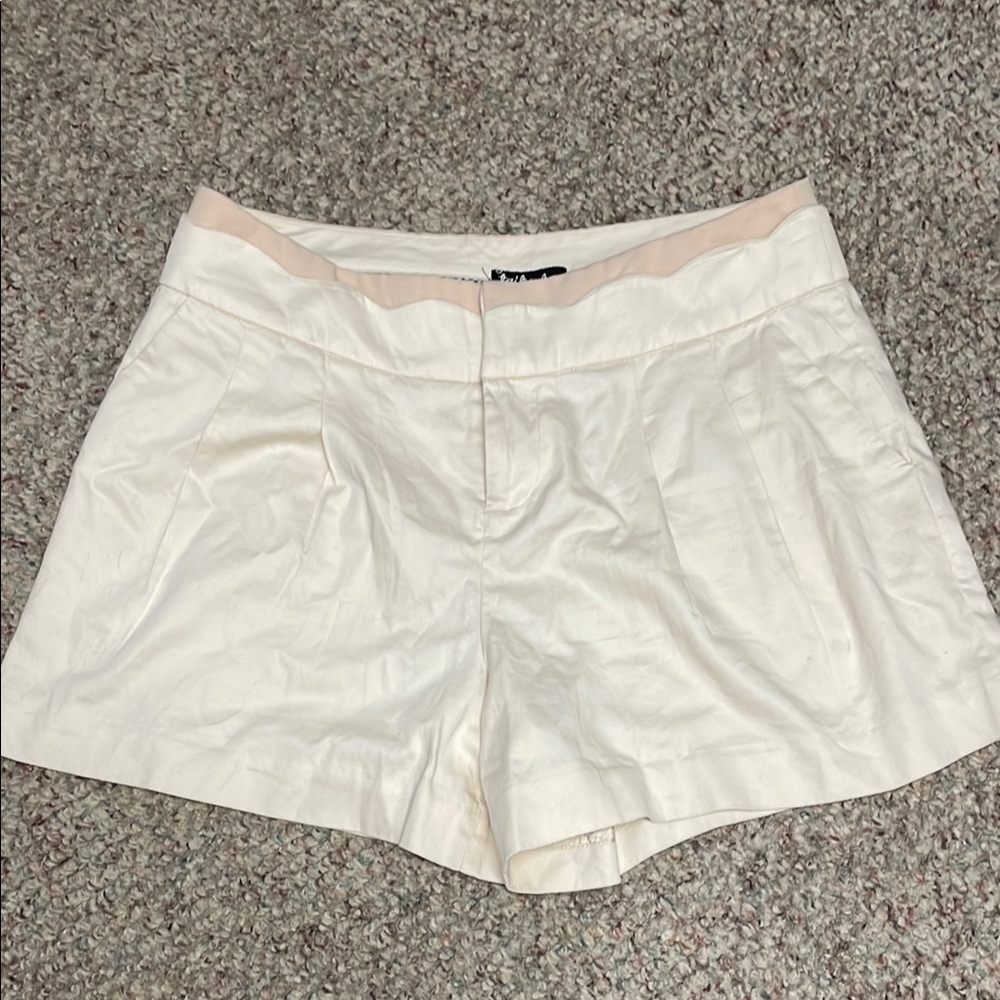 Taikonhu Cream High Waist Tailored pleated Shorts